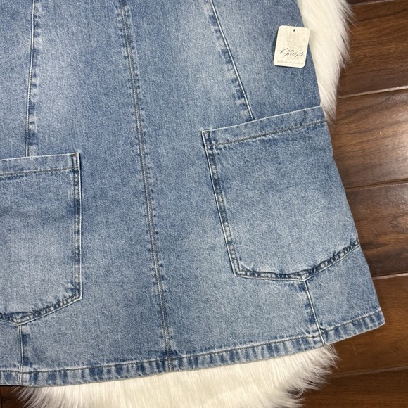 We The Free People Women's Size Medium Denim High Roller Skirtall Overall Dress - Picture 3 of 11